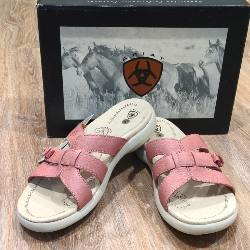 🩴🩷NWT Ariat Mesquite Women's Pink Deertan Sandals Size 9 B 👡🩴🩷